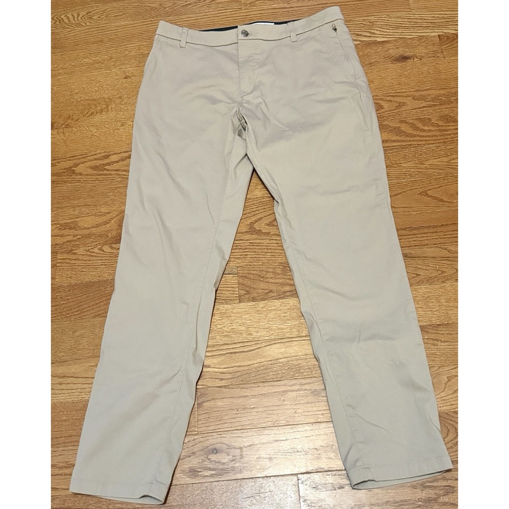 Birddogs Chino Tech Pants Men 34x32 Khaki Flex Slim Fit Performance Golf Casual - Picture 2 of 10